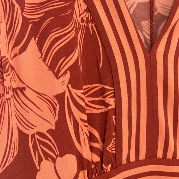 Wisp Maggy London Ella Maxi Jersey Dress Floral Beach Burnt Orange Red 4 S - Picture 6 of 7
